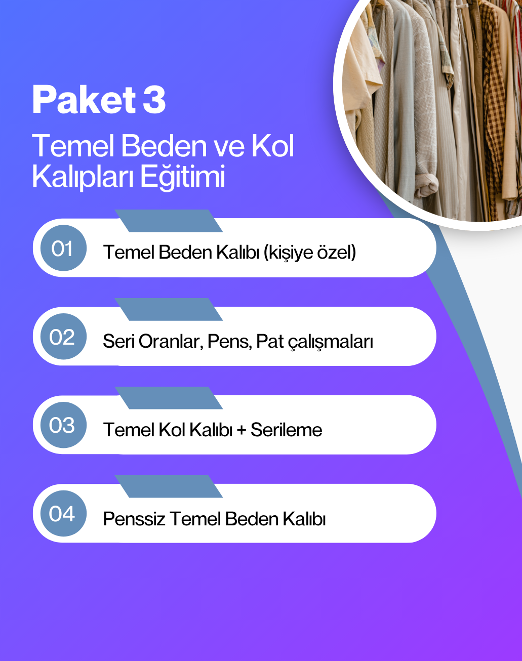 Paket 3: Temel Beden ve Kol Kalıpları Eğitimi